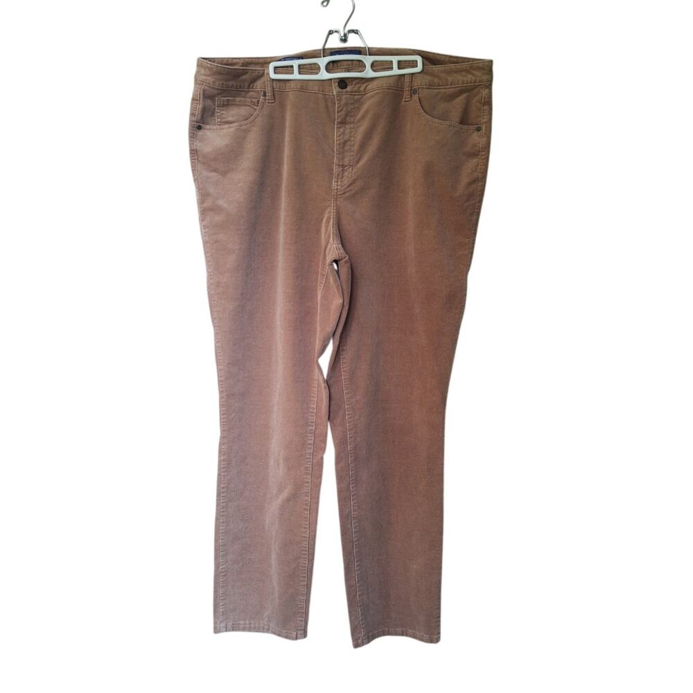 Talbots Women's High Waist Straight Leg Corduroy Pants Tan Brown Cotton 20W 2X